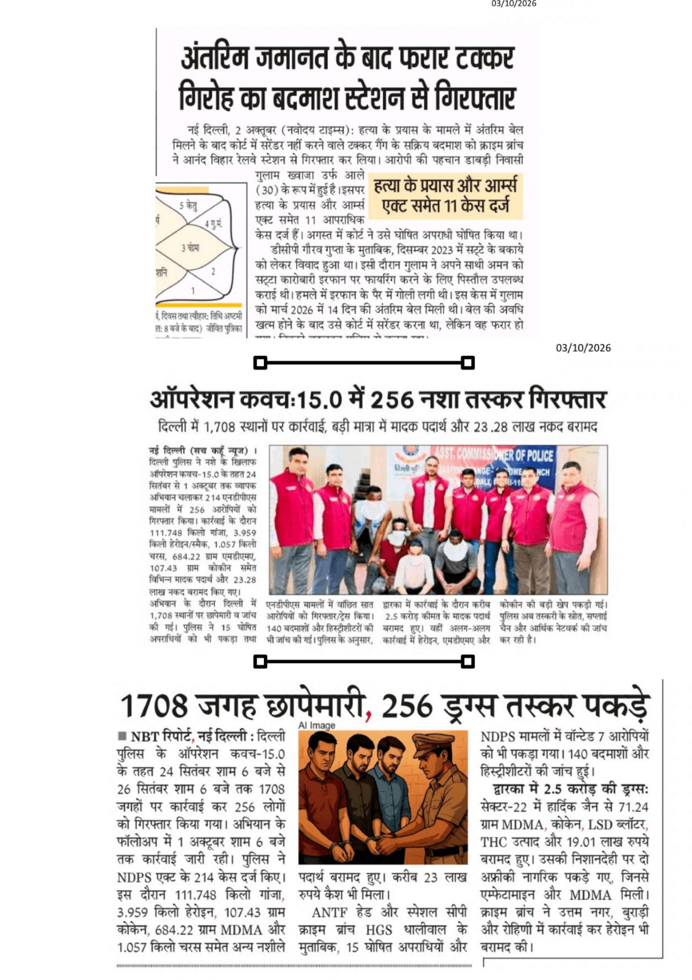 Three Published articles on Op Kavach 15.0